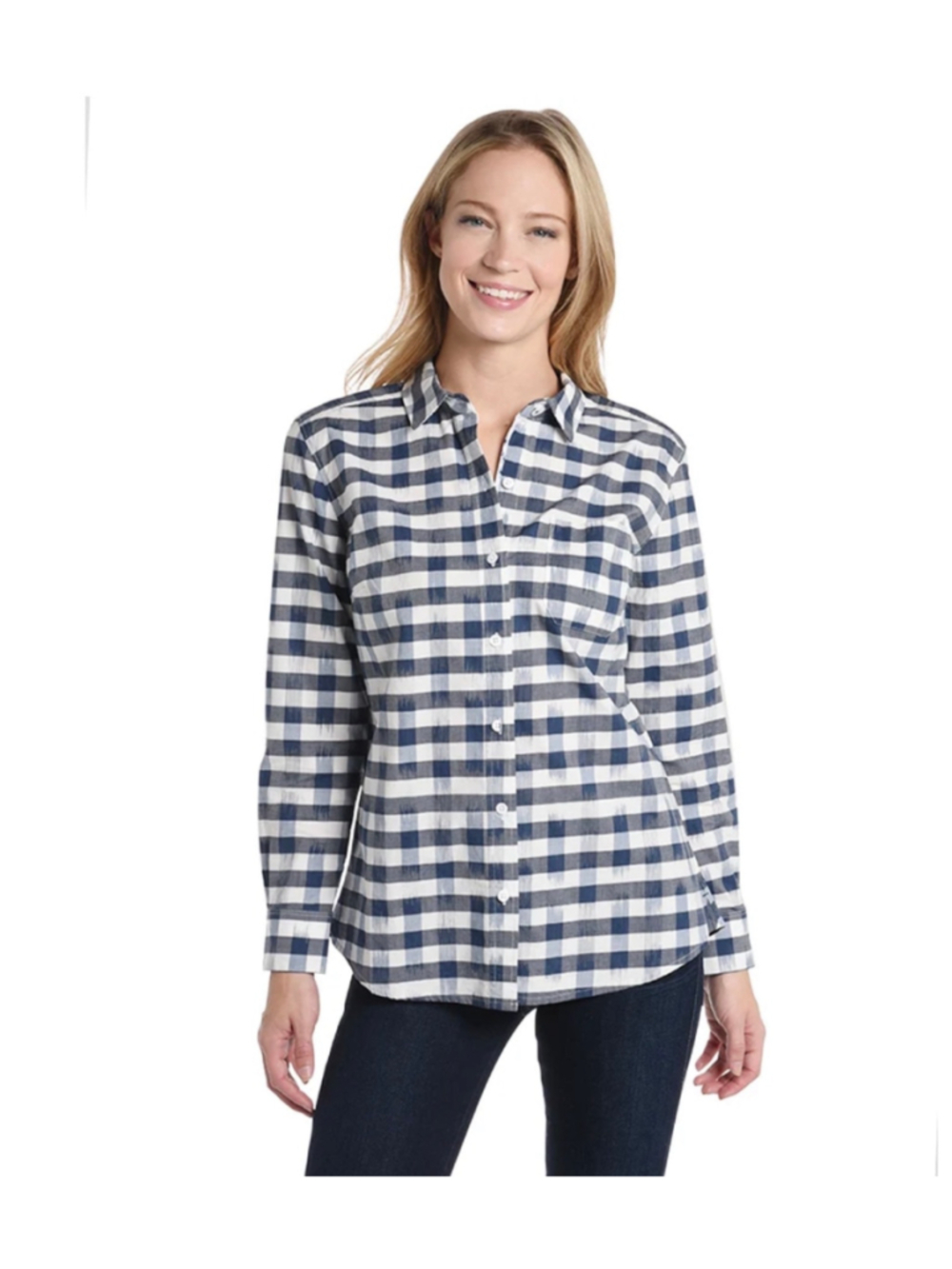 NWT Tommy Bahama Women's Fragmented Gingham Long Sleeve Shirt Size Large